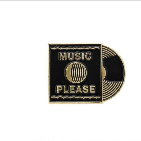 Music Please Vinyl Record Pin Brooch - Picture 1 of 3